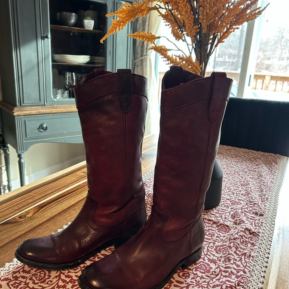 Frye deep red boots